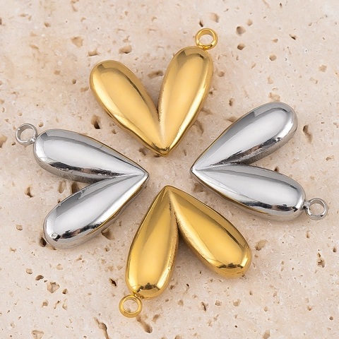 Exquise 304 Roestvrij Stalen 3D Hartvormige Hanger Voor DIY Sieraden Maken Goud Zilver Spiegel Gepolijst Hart Hangers