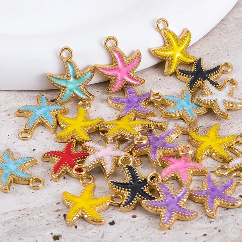 Pendenti in Lega a Forma di Stella Marina Smaltata per Fai da Te Collana Braccialetto Mini Placcato Oro Gioielli Fai da Te Artigianato