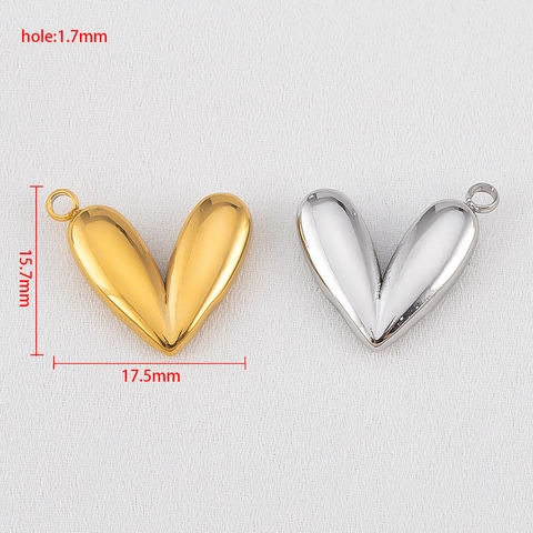 Exquise 304 Roestvrij Stalen 3D Hartvormige Hanger Voor DIY Sieraden Maken Goud Zilver Spiegel Gepolijst Hart Hangers