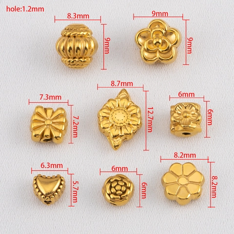 Cuentas Espaciadoras de Acero Inoxidable 304 Chapado en Oro de 18K Forma de Camelia Flor Corazón Margarita para Joyería DIY