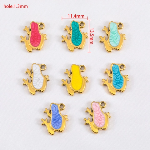 304 Stainless Steel Drip Oil Frog Animal Charms For DIY Earrings Necklace Bracelet Jewelry Making Colorful Frog Pendants