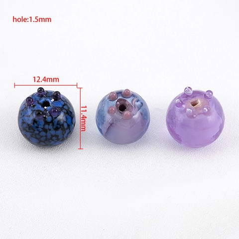 Cute Blueberry Lampwork Glass Beads Blue Purple Fruit Shaped Loose Beads For DIY Earrings Jewelry Making Handmade Crafts
