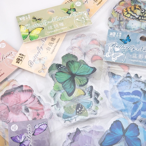 Butterfly Nature Series PET Stickers For Scrapbooking Journaling DIY Decorative Stickers Set Japanese Fresh Style Stickers