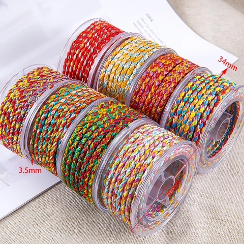12-Strand Colorful Braided Polyester Rope Cord For DIY Handmade Jewelry Bracelet Necklace Making Accessory Rainbow Craft String