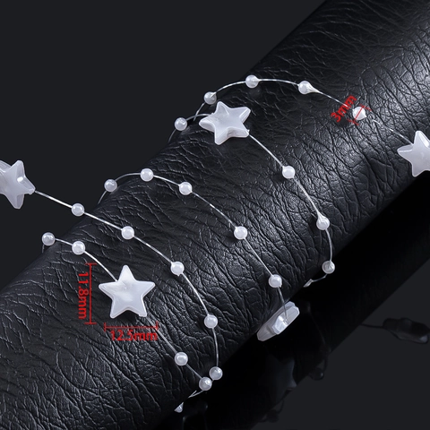White Plastic Star Bead Chain Pearlescent Pentagram Round Beads Garland For Wedding Party DIY Jewelry Decoration Craft