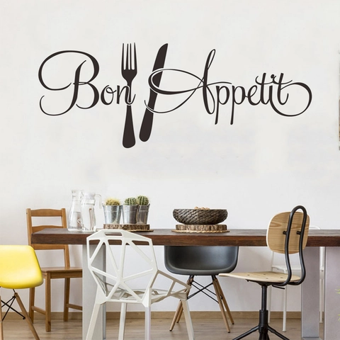 Adesivo Da Parete Bon Appetit Decorazione Creativa Cucina Impermeabile PVC Decalcomania Per Ristorante Sala Da Pranzo Casa