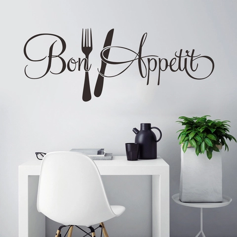 Adesivo Da Parete Bon Appetit Decorazione Creativa Cucina Impermeabile PVC Decalcomania Per Ristorante Sala Da Pranzo Casa