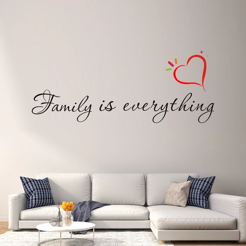 Removable PVC Wall Sticker Family Is Everything Quote With Heart Decal For Living Room Bedroom Modern Home Wall Decor