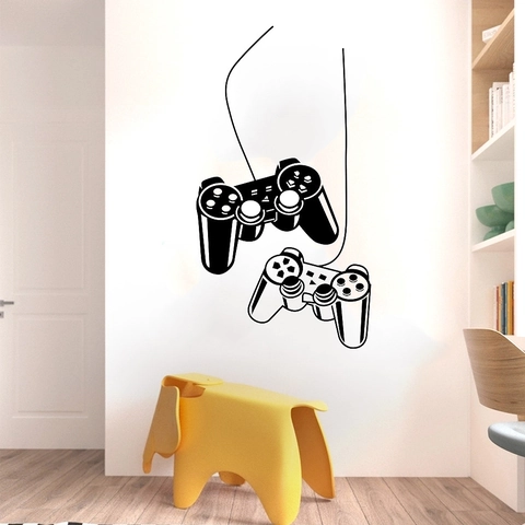 Gaming Controller Wandtattoo Kinderzimmer Gaming Deko PVC Wasserdicht Vinyl Wandaufkleber Modern Minimalistisch Schwarz Kunst