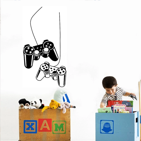 Gaming Controller Wandtattoo Kinderzimmer Gaming Deko PVC Wasserdicht Vinyl Wandaufkleber Modern Minimalistisch Schwarz Kunst