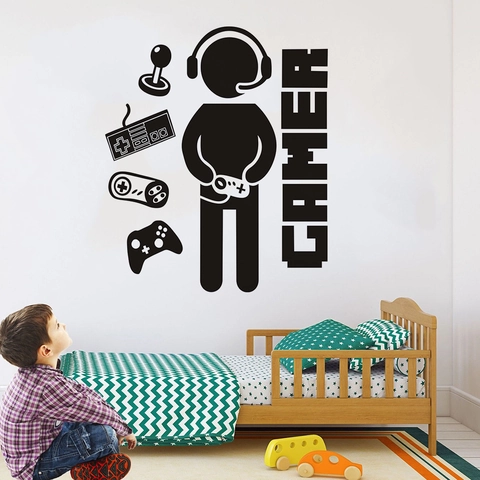 Pegatina de Pared Gamer Control de Juego Vinilo PVC Removible para Decoración de Sala de Juegos Dormitorio Infantil Póster de Jugador