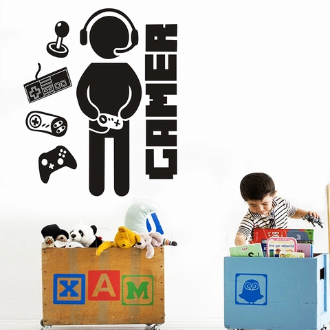Pegatina de Pared Gamer Control de Juego Vinilo PVC Removible para Decoración de Sala de Juegos Dormitorio Infantil Póster de Jugador