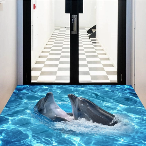 3D Ocean Dolphin Sea Star Wall Sticker Waterproof PVC Floor Decal Modern Home Decoration For Living Room Bathroom Kitchen