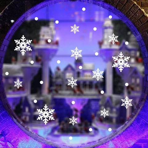 Weiße Weihnachten Schneeflocken Fensteraufkleber Abnehmbare PVC Wandtattoos Für Shop Glas Display Winter Home Dekor