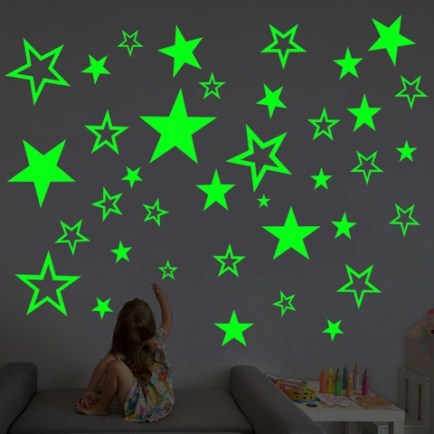 Moderni Adesivi da Parete a Stella Luminosi Che Brillano al Buio in PVC Decalcomanie per Camera dei Bambini