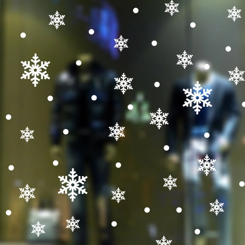 Pegatinas de Ventana de Copo de Nieve de Navidad PVC Impermeable Calcomanías de Pared DIY para Escaparate Fondo de Vidrio
