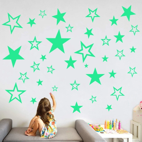Moderni Adesivi da Parete a Stella Luminosi Che Brillano al Buio in PVC Decalcomanie per Camera dei Bambini