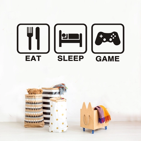 Eat Sleep Game Wandtattoo Wasserdicht PVC Abnehmbar Vinyl Wandaufkleber Für Spielzimmer Kinderzimmer Wohnzimmer Deko