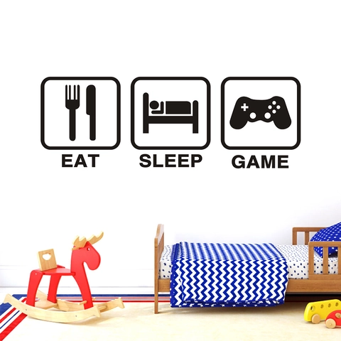 Eat Sleep Game Wandtattoo Wasserdicht PVC Abnehmbar Vinyl Wandaufkleber Für Spielzimmer Kinderzimmer Wohnzimmer Deko