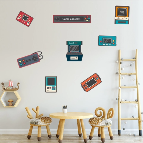 Retro Spielkonsole Wandtattoo Controller Arcade Maschine PVC Aufkleber Für Kinderzimmer Schlafzimmer Spielzimmer Deko Wasserdicht