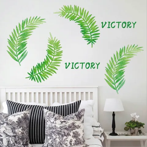 Vinilos Decorativos Estilo Nórdico Con Hojas Verdes Tropicales Victory DIY PVC Removibles Impermeables Para Decorar Salón