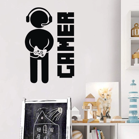 Gamer Muursticker PVC Verwijderbaar Spelcomputer Controller Silhouet Sticker Voor Gameroom Slaapkamer Decor Moderne Minimalistische Videogame Kunst