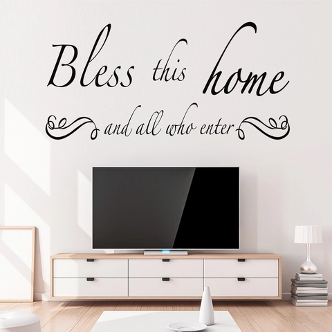 Adesivo Murale Bless This Home And All Who Enter Minimalista in PVC Impermeabile Rimovibile per Soggiorno Casa Decorazione