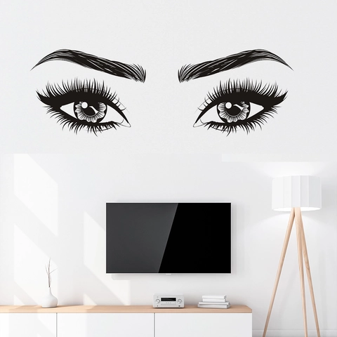 Artistico Occhi Ciglia Adesivo da Parete Rimovibile PVC Decalcomania per Camera da Letto Soggiorno Salone di Bellezza Moderno DIY