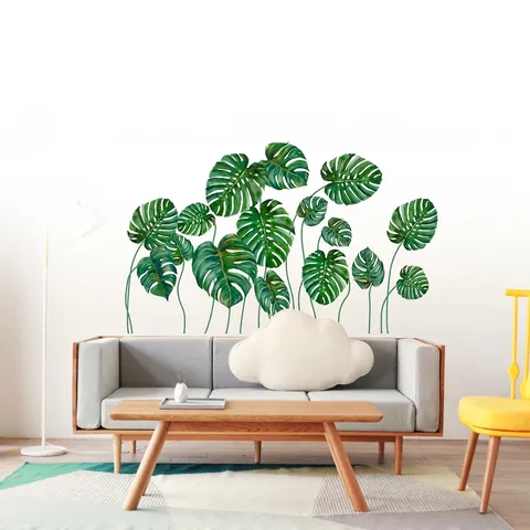 Tropische Groene Monstera Bladeren Muurstickers Waterdicht PVC Botanisch Wanddecoratie Voor Woonkamer Slaapkamer Decor
