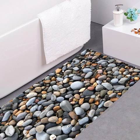 3D Pebble Cobblestone Wall Stickers Waterproof PVC Floor Stickers Anti Slip Bathroom Decals Modern Home Decor Mural Ornament
