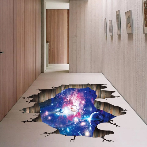 3D Universum Sternenhimmel Planet Wandtattoo Wasserdicht PVC Selbstklebend Broken Wall Galaxie Wandaufkleber Für Kinderzimmer