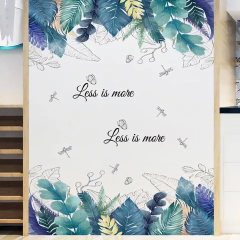 Adesivo Murale Moderno Minimalista Con Foglie Tropicali in PVC Impermeabile Less Is More Adesivi Murali per Soggiorno Camera