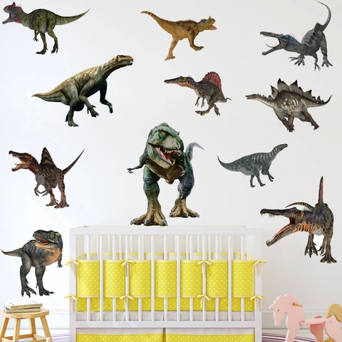 Stickers Muraux Dinosaures Réalistes Imperméables en PVC Autocollants Animaux pour Chambre d'Enfant Salon Décoration