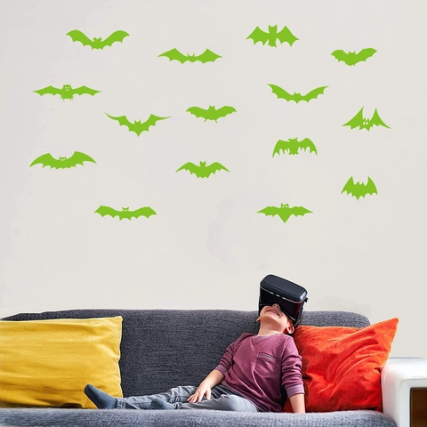 Leuchtend Im Dunkeln Fledermaus Wandaufkleber Halloween PVC Abnehmbare Fluoreszierende Fledermaus Aufkleber Für Kinderzimmer