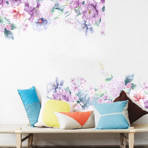 Lila Pfingstrose Lilie Blume Wandtattoo PVC Wasserdicht Abnehmbar Floral Wandbild Für Wohnzimmer Schlafzimmer Home Dekor