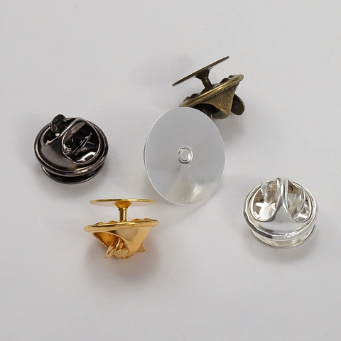 Copper Flat Head Earring Posts Round Pad Stud Pin Base With Butterfly Clutch Backs For DIY Jewelry Earring Making Accessories