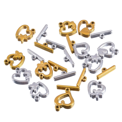 Stainless Steel Toggle Clasps Heart Star Butterfly Flower Dolphin Pattern OT Buckles DIY Jewelry Making Connectors