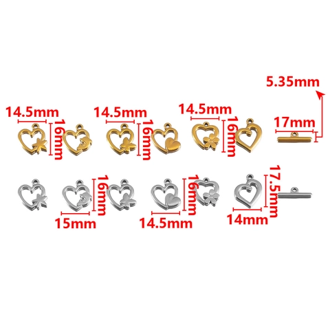 Stainless Steel Toggle Clasps Heart Star Butterfly Flower Dolphin Pattern OT Buckles DIY Jewelry Making Connectors