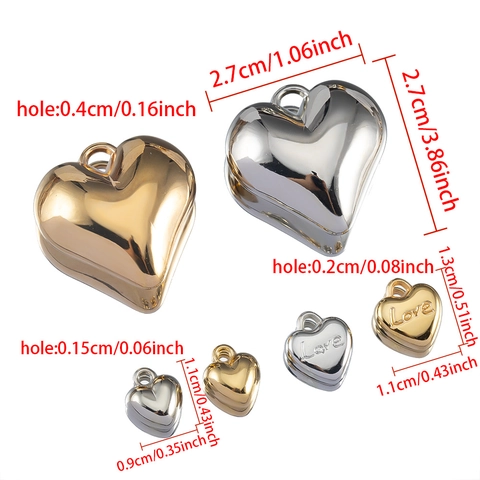 Simple Plastic Heart Pendant Electroplated Mirror Polish CCB Heart Charms For DIY Necklace Bracelet Jewelry Making Accessories