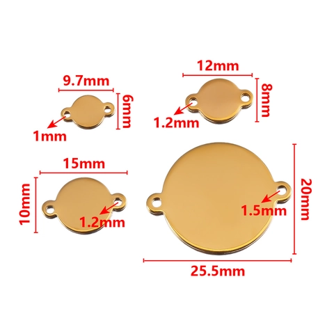 Stainless Steel Double Hole Blank Round Tag Connector DIY Jewelry Making Pendants For Necklace Bracelet Charms Accessory