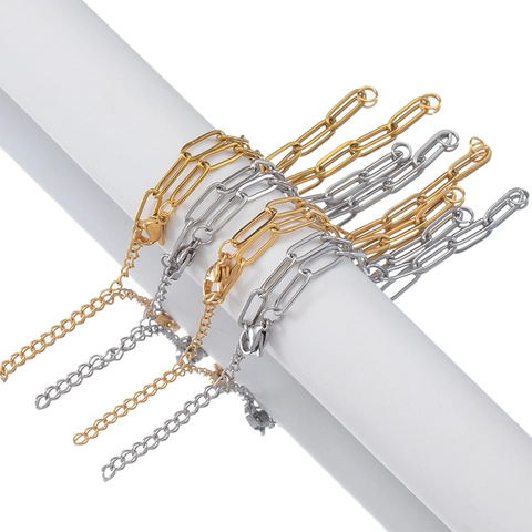 Stainless Steel Paperclip Chain Links For DIY Jewelry Making Minimalist Hip Hop Style Bracelet Necklace Components