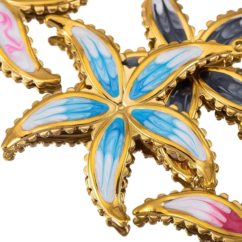 Ocean Series Stainless Steel Pendants Artificial Pearl Enamel Starfish Turtle Shell Charms DIY Jewelry Making Accessories