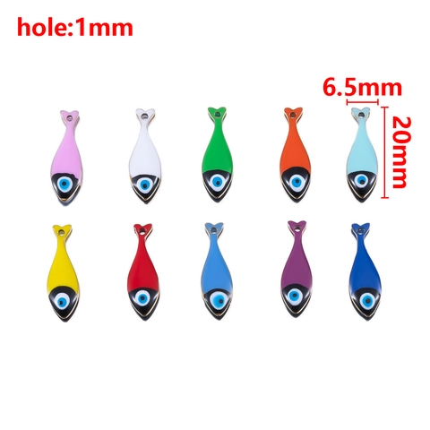 Stainless Steel Fish Bone Pendants Colorful Enamel Drip Fish Charms For DIY Necklace Jewelry Making Ocean Elements Findings