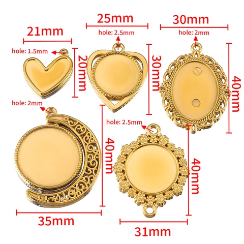 304 Roestvrij Staal DIY Hanger Bezel Trays In Verschillende Vormen Hart Maan Ovaal Rond Voor Ketting Oorbel Sieraden Maken Accessoires