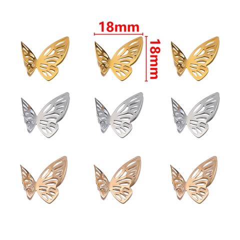 50Pcs Hollow 3D Butterfly Metal Charms For DIY Jewelry Making Accessories Gold Silver Plated Iron Butterfly Decorations