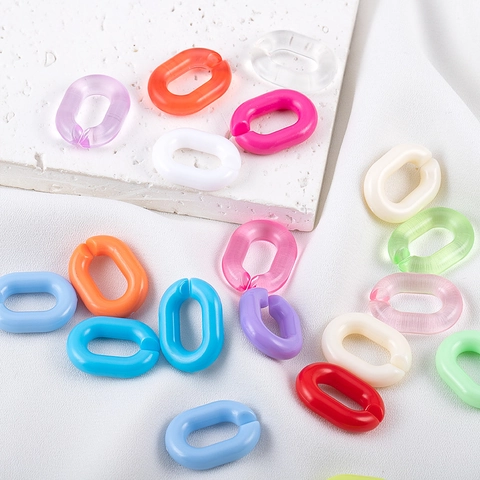 Acrylic Open Rings Oval Links Macaron Color C-Links For DIY Jewelry Making Bracelet Phone Case Chain Accessories Mixed Colors