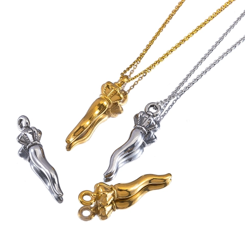304 Stainless Steel Italian Horn Chili Pendant Crown Decor Cornicello Charm For DIY Necklace Bracelet Jewelry Making Accessories
