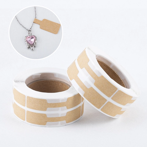 Kraftpapier Schmuck Preisetiketten Hantelform Selbstklebend Handbeschreibbar Etiketten Für Ring Halskette Brillen Display