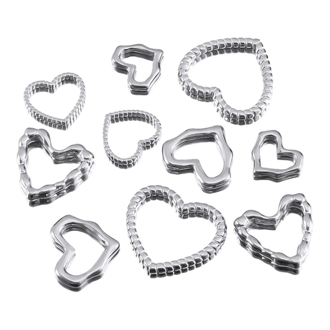 304 Stainless Steel Hollow Heart Pendants For DIY Jewelry Making Gold Silver Metal Charms Accessories For Women Girls