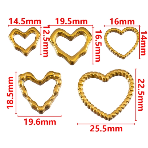 304 Stainless Steel Hollow Heart Pendants For DIY Jewelry Making Gold Silver Metal Charms Accessories For Women Girls